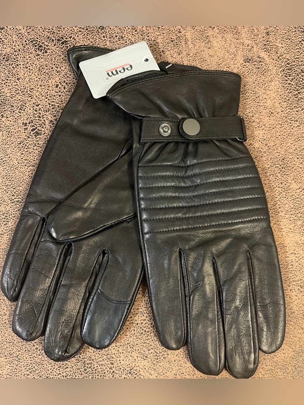 EEM men's leather gloves, soft Italian leather, fleece lining Size L